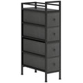 Slim 4 Drawer Fabric Storage Cabinet with Steel Frame for Small Bedrooms Black AOSOM
