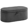 Storage Ottoman with Hidden Compartment and Padded Seat for Living Room or Bedroom Dark Grey Corduroy Homcom