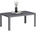 Grey Rectangular Outdoor Side Table with Steel Frame and Slatted Top for Garden by Outsunny