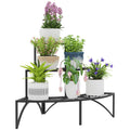 3 Tier Metal Corner Plant Stand for Garden Balcony or Patio in Black by Outsunny AOSOM