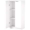 HOMCOM white storage cabinet with doors open showing three tiered shelves