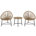 3 Piece Rattan Bistro Set with Acapulco Chairs and Glass Table for Garden Patio Balcony by Outsunny