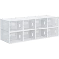 8 Piece Clear Stackable Plastic Shoe Storage Boxes with Magnetic Door for Sizes up to 12 by HOMCOM