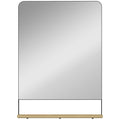 Wall Mounted Mirror with Storage Shelf Ideal for Hallway or Bathroom Use Black AOSOM