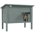 Wooden Insulated Cat House With Removable Floor And Opening Roof For Outdoors, Charcoal Grey