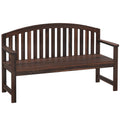 Wooden Garden Bench for Two with Curved Back and Armrests for Outdoor Comfort Carbonised Finish Outsunny