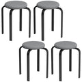 Stackable Stools Set of 4 for Extra Seating with Padded Cushions No Assembly Dark Grey Homcom