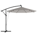 Cantilever Garden Parasol with Solar LED Lights for Shaded Outdoor Seating Light Grey Outsunny