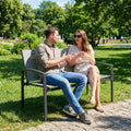 2 Seater Garden Bench for Small Spaces with Quick Dry Mesh Seat and Curved Backrest, Grey