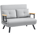 Light Grey 4-in-1 Velvet Feel Double Sofa Bed with Pillows by HOMCOM