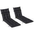 Sun Lounger Cushions Set of 2 for Softer Outdoor Reclining Easy Clean Black Outsunny