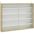 5 Tier Wall Display Cabinet with Glass Doors and Adjustable Shelves for Home Office Natural