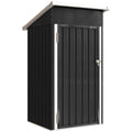 Dark grey 3.5x3ft metal storage shed with sloping roof and latch door