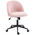 Teddy Fleece Swivel Office Chair With Wheels For Home Desk Or Study Light Pink AOSOM