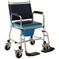 Rolling Shower Commode Chair with Wheels Padded Seat and Backrest for Seniors and Disabled by HOMCOM AOSOM