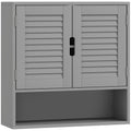 Wall Mounted Bathroom Cabinet With Adjustable Shelves For Organised Storage Grey AOSOM