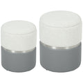 Ottoman Storage Set with Nesting Design for Living Room Organisation Grey Cream AOSOM
