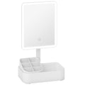 Rechargeable LED Makeup Vanity Mirror with Touch Controls and 180 Degree Rotation White AOSOM
