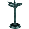 Green 81cm Tall Vintage Style Bird Bath with Decorative Birds and Planter Base by Outsunny
