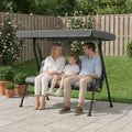 3 Seater Garden Swing Chair with Adjustable Canopy and Thick Cushions Light Grey