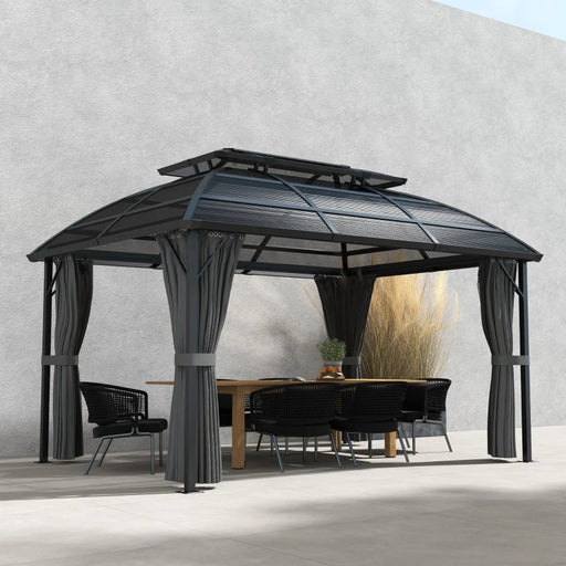 Image of a modern garden gazebo with an attractive 2 tier polycarbonate roof 