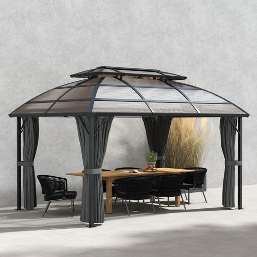 Image of an attractive garden gazebo with a 2 tier polycarbonate roof