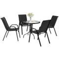 Five Piece Black Steel Patio Set with Glass Top Table by Outsunny
