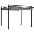3m x 3m Metal Pergola With Retractable Roof, Grey Outsunny