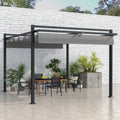 3x4m Retractable Pergola Canopy Kit, Steel Frame, Dark Grey Outsunny