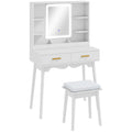 Dressing Table with LED Mirror and Storage Drawer for Bedroom Makeup Setup White
