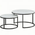 Round Nesting Coffee Tables For Living Room Marble Effect Tops With Steel Frame for Modern Homes Homcom
