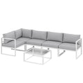 Modular Garden Sofa Set with Coffee Table for Flexible Outdoor Seating, White and Grey Outsunny