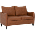 Two Seater Faux Leather Sofa With Marble Effect Ideal For Small Living Rooms Brown Homcom