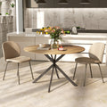 4 Seater Round Dining Table with Adjustable Feet, Oak & Black