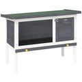 Wooden Outdoor Rabbit Hutch with Raised Base and Easy Clean Tray Grey White AOSOM