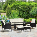 5 Seater Rattan Garden Furniture Set, Grey, Black Outsunny