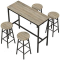 HOMCOM 5-piece industrial bar table and stool set, grey wood effect