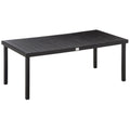 Large 8 Seater Garden Dining Table with Faux Wood Top for Patio or Outdoor Use, Black Outsunny