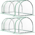 Set of 2 Clear Tunnel Greenhouses with Roll-up Door Steel Frame and Plastic Cover by Outsunny