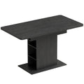 Extending Dining Table With Storage Shelves Seats 4 to 6 People Black