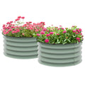 Set of 2 Green Metal Raised Garden Beds With Safety Edging Ideal for Growing Vegetables