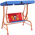 Kids Two Seater Garden Swing Chair with Canopy and Safety Harness for Outdoor Fun