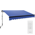 Blue 3 x 2.5m Electric Retractable Awning with LED Light and Remote Control by Outsunny