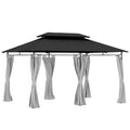 Dark Grey 3 x 4m Metal Frame Gazebo With Two-Tier Roof by Outsunny
