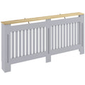 Radiator Cover with Shelf for Extra Storage and Safety Slatted Front Grey Homcom