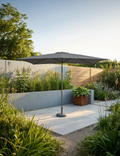 Grey 2.4m x 3m rectangular crank and tilt garden parasol