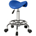 Ergonomic Saddle Chair for Back Support with Swivel Wheels and Easy Clean Seat Blue AOSOM