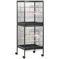 Large Bird Cage on Wheels with Removable Trays for Budgies Finches Cockatiels, Black