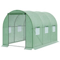 Walk In Polytunnel Greenhouse With Roll Up Door And Vent Windows For Garden Use Green