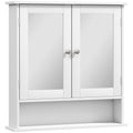 White Wall Mounted Bathroom Cabinet With Mirror And Adjustable Shelves For Storage